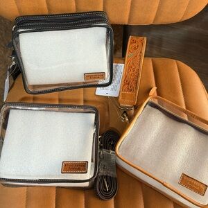 Clear Wristlet Clutch with Leather Trim